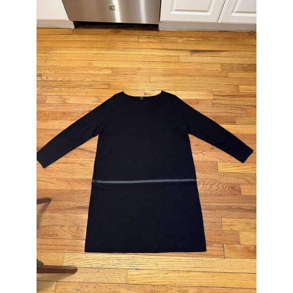 COS Black Knitted Midi Jumper sweater wool Dress With Leather detail size M wow! - Picture 3 of 8